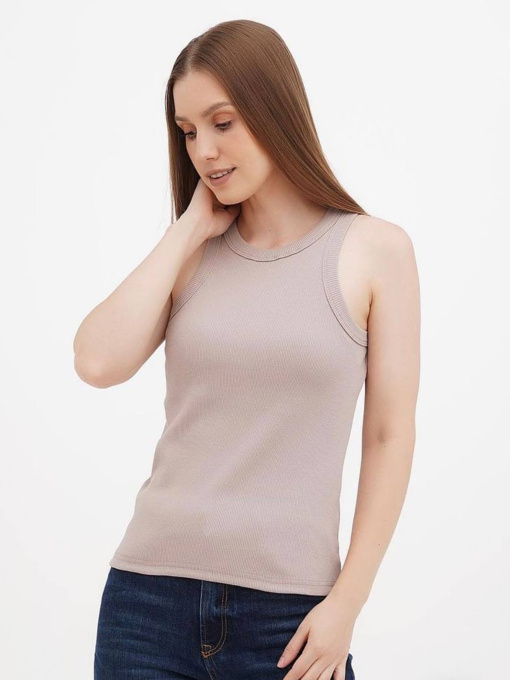 Майка женская базовая "рубчик" бежевая модель Wm304 Фото