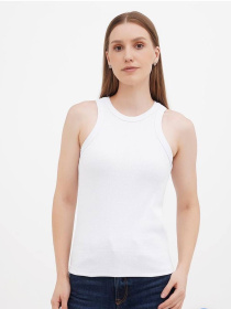 Майка жіноча базова "рубчик" біла модель Wm305 Фото