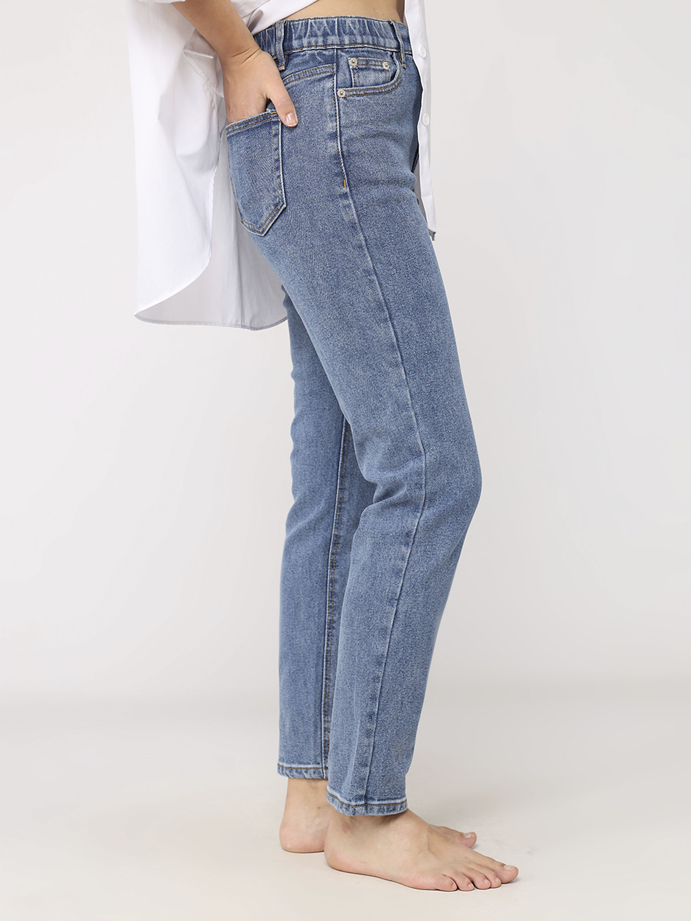 Джинси mom жіночі  колір синій ЦБ-00279673 модель ЦБ-00279673 Фото