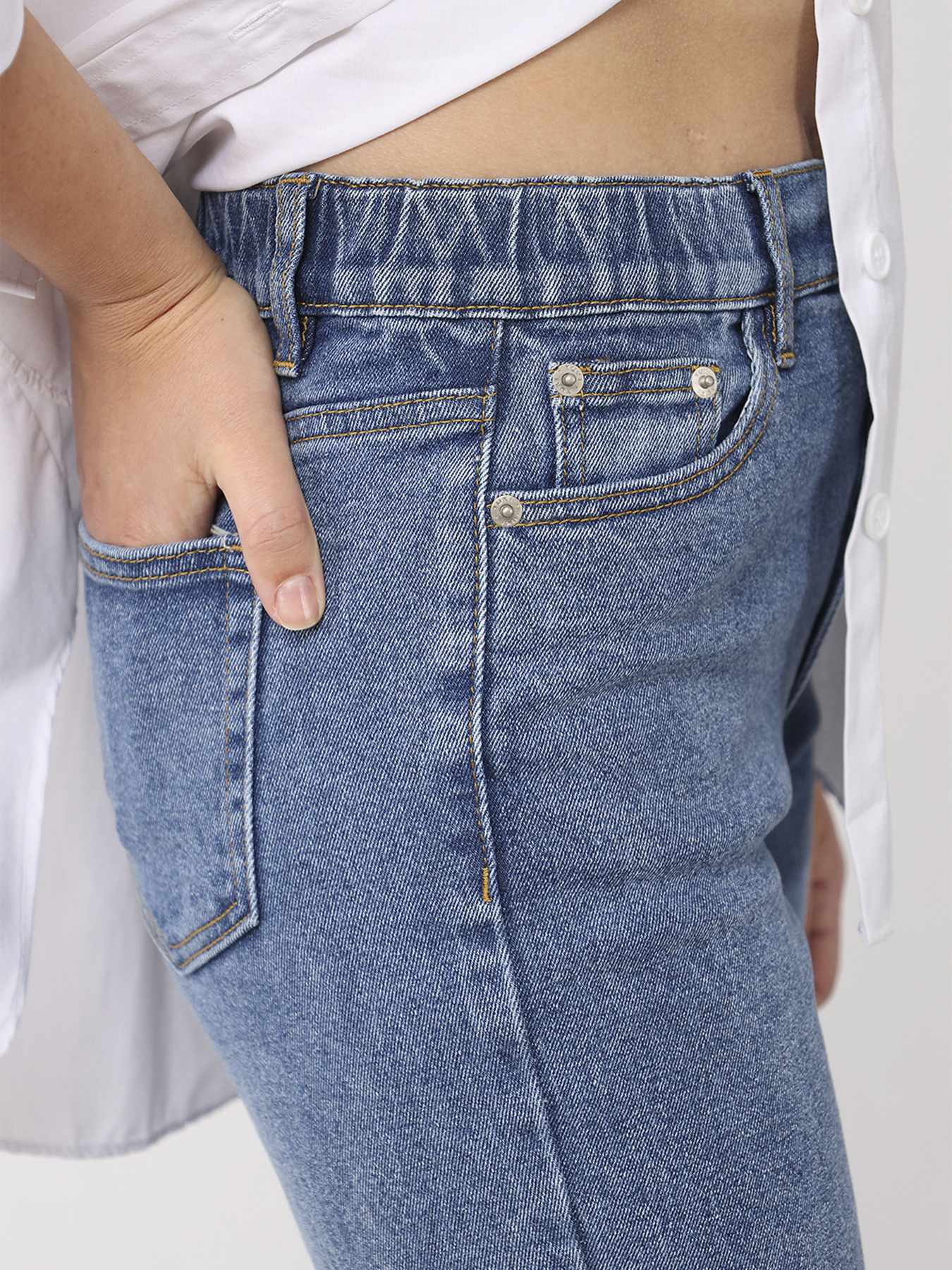 Джинси mom жіночі  колір синій ЦБ-00279673 модель ЦБ-00279673 Фото