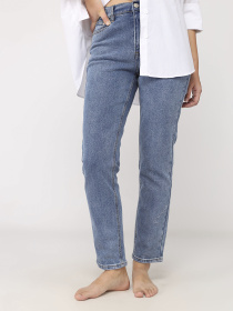 Джинси mom жіночі  колір синій ЦБ-00279673 модель ЦБ-00279673 Фото