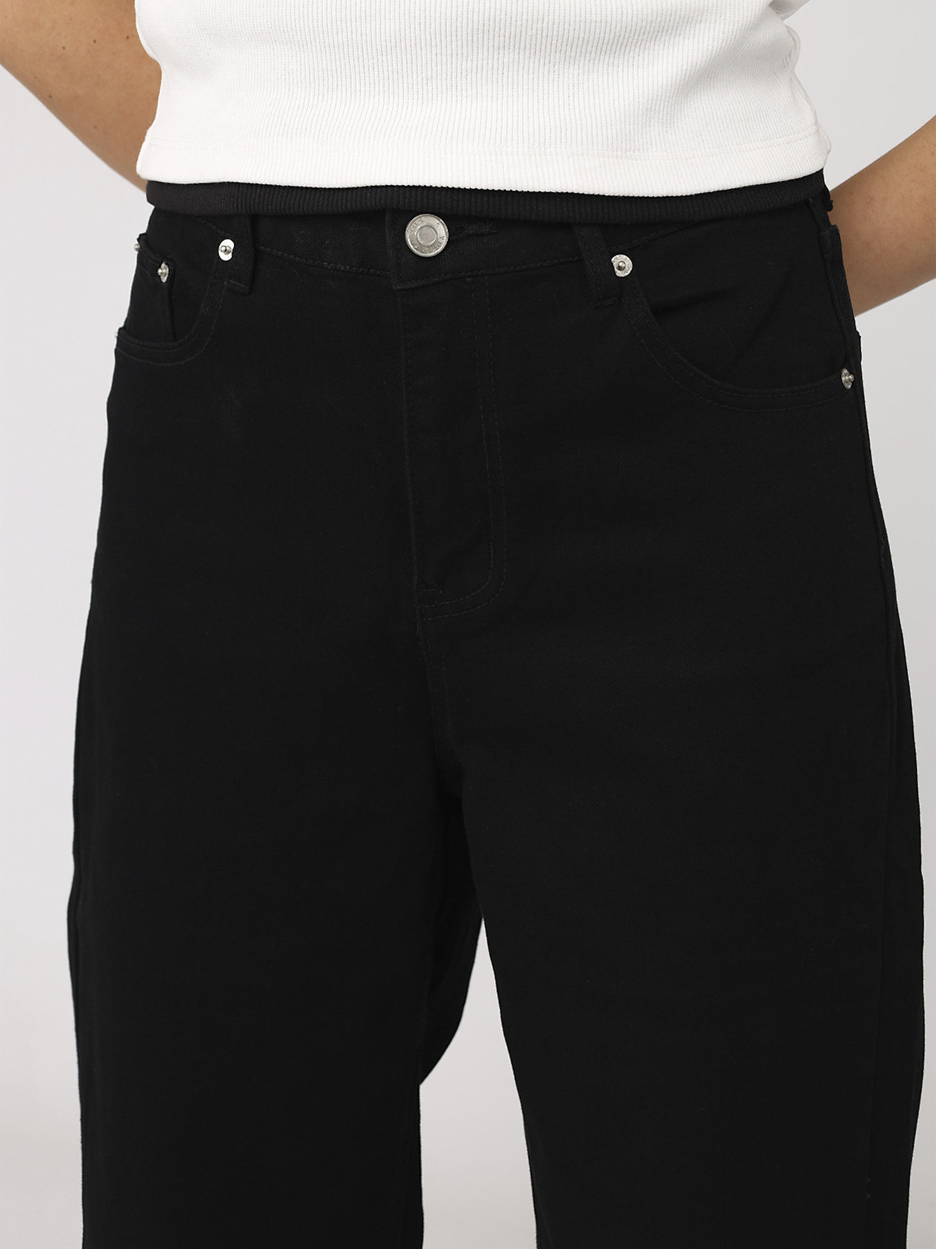 Джинси wide leg жіночі  колір чорний ЦБ-00279682 модель ЦБ-00279682 Фото