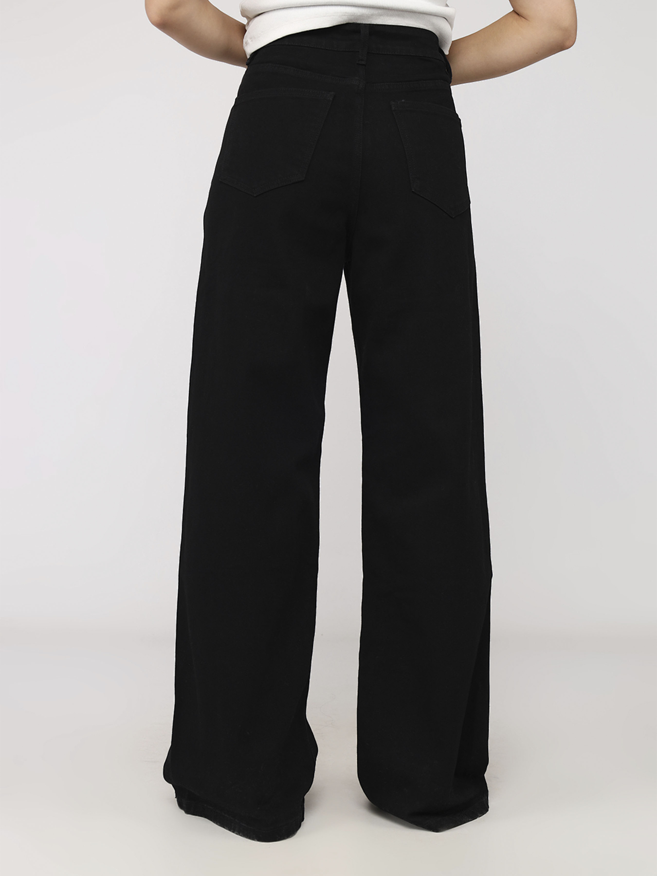 Джинси wide leg жіночі  колір чорний ЦБ-00279682 модель ЦБ-00279682 Фото