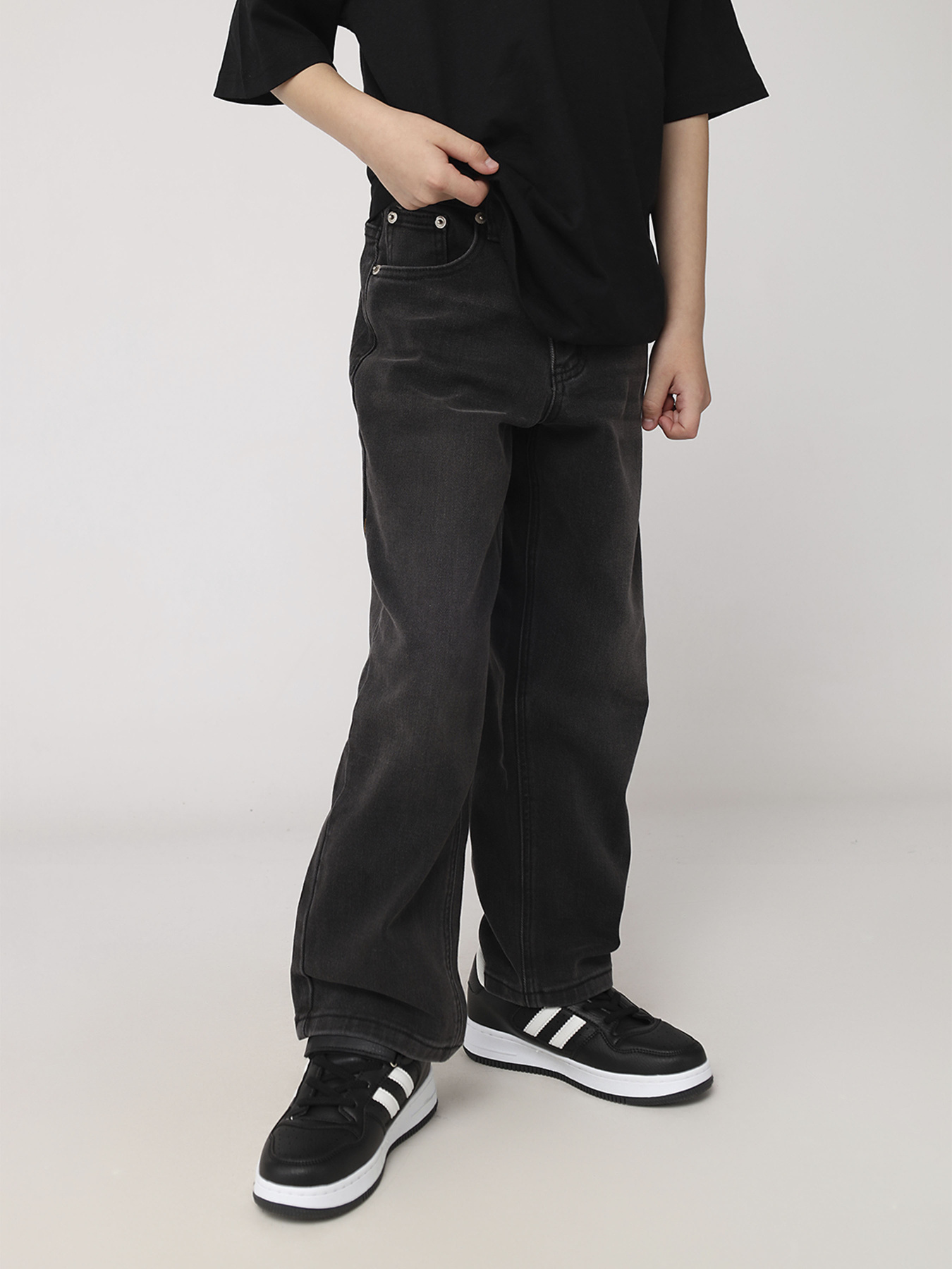 Джинсы straight для мальчика  цвет темно-серый ЦБ-00279820 модель ЦБ-00279820 Фото