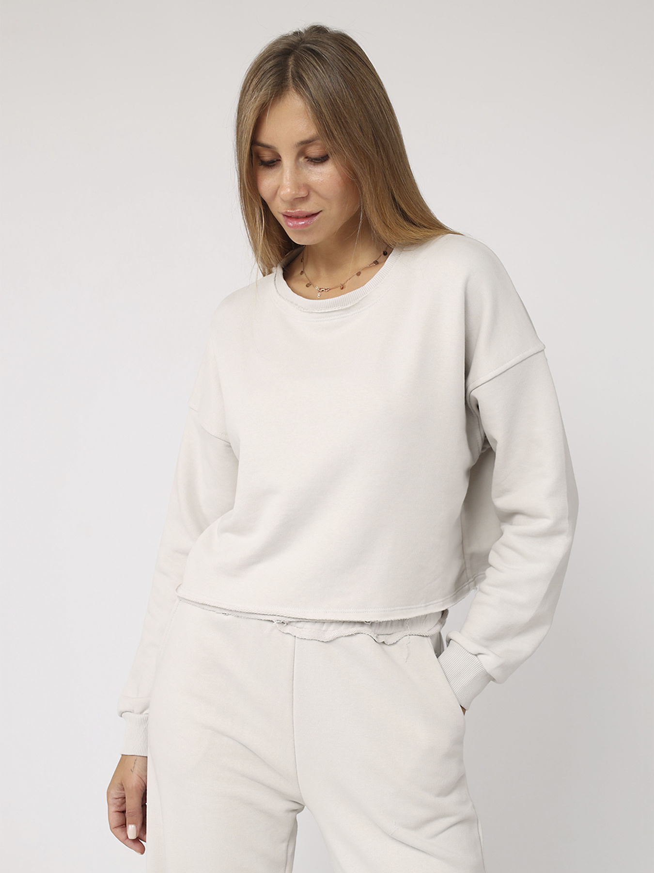 Світшот жіночий  колір світло-сірий ЦБ-00283743 модель ЦБ-00283743 Фото