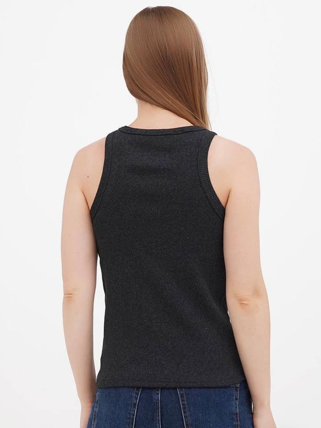 Майка женская базовая "рубчик" графит модель Wm311 Фото