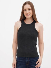 Майка женская базовая "рубчик" графит модель Wm311 Фото