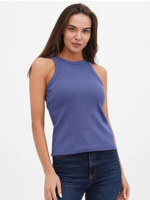 Майка женская базовая "рубчик" индиго модель Wm313 Фото