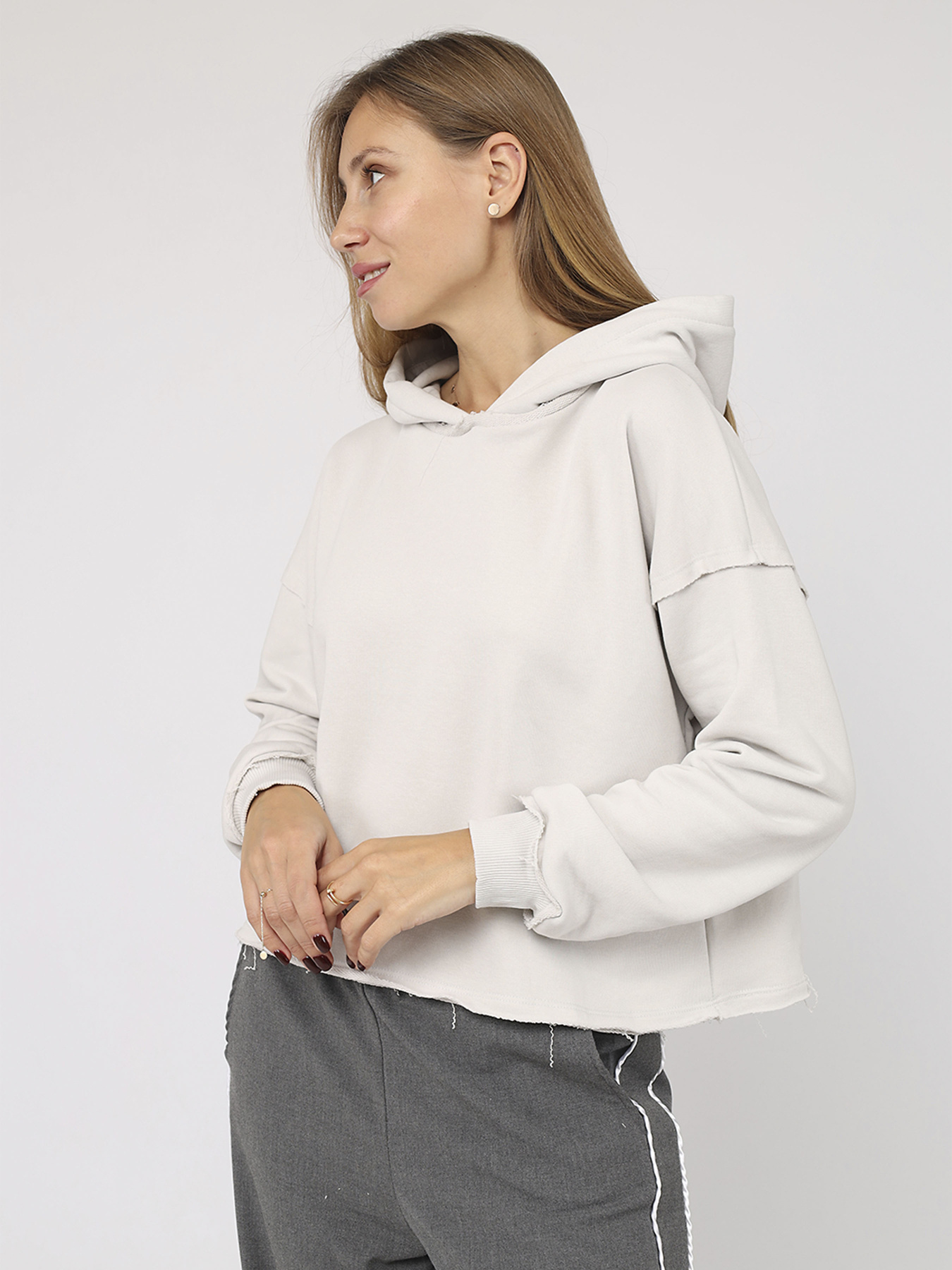 Худі жіночий  колір світло-сірий ЦБ-00283745 модель ЦБ-00283745 Фото