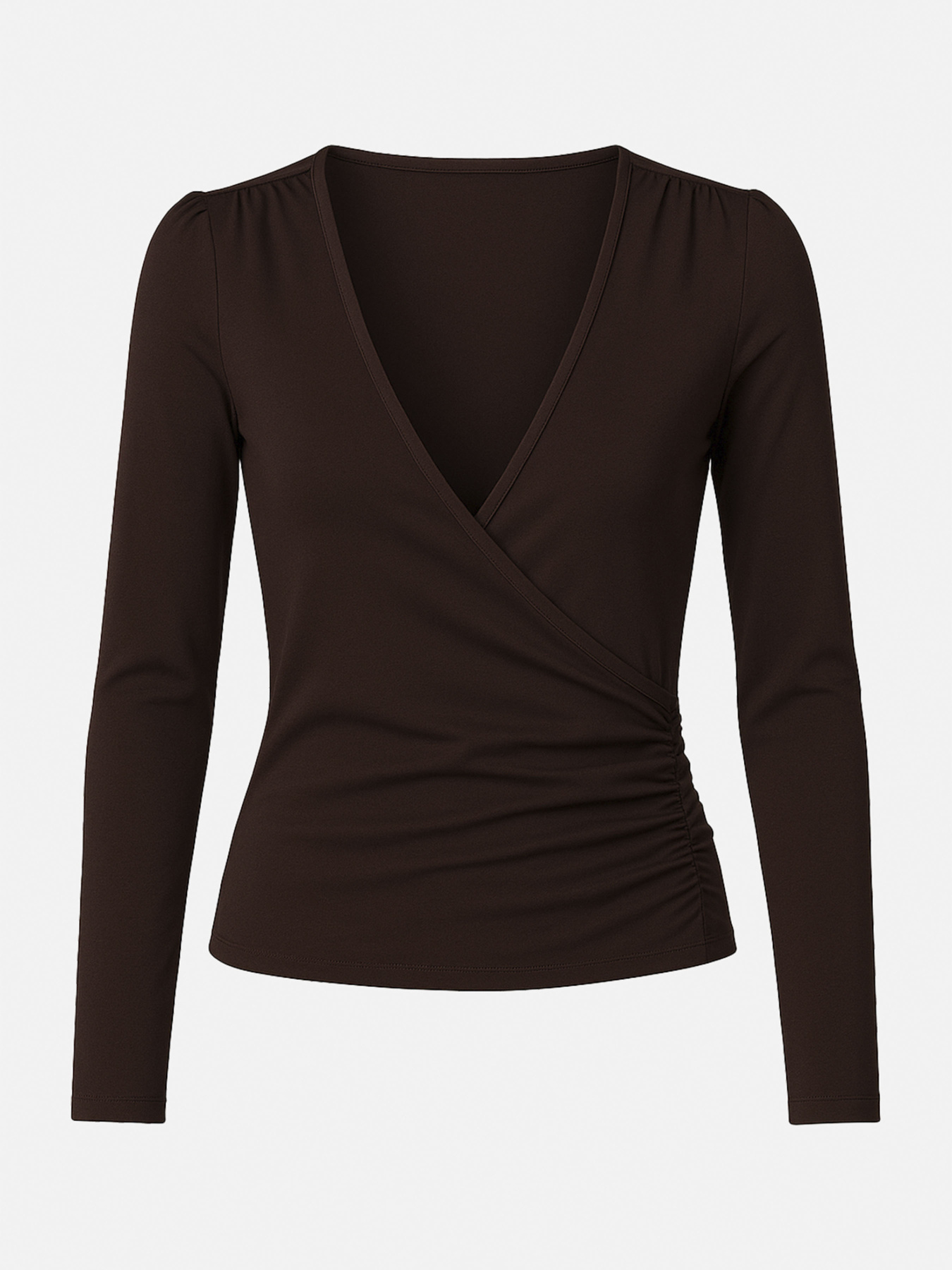 Футболка з довгим рукавом жіноча  колір темно-коричневий ЦБ-00283831 модель ЦБ-00283831 Фото