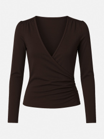 Футболка з довгим рукавом жіноча  колір темно-коричневий ЦБ-00283831 модель ЦБ-00283831 Фото