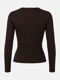 Футболка з довгим рукавом жіноча  колір темно-коричневий ЦБ-00283831 модель ЦБ-00283831 Фото