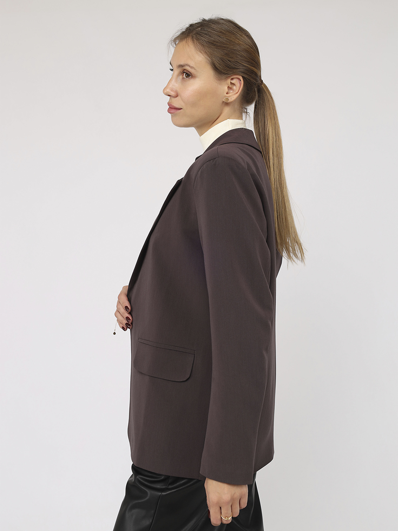 Жакет женский  цвет темно-коричневый ЦБ-00283832 модель ЦБ-00283832 Фото