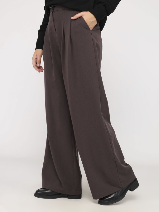 Штани палаццо жіночі  колір темно-коричневий ЦБ-00283834 модель ЦБ-00283834 Фото