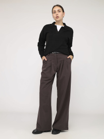 Штани палаццо жіночі  колір темно-коричневий ЦБ-00283834 модель ЦБ-00283834 Фото