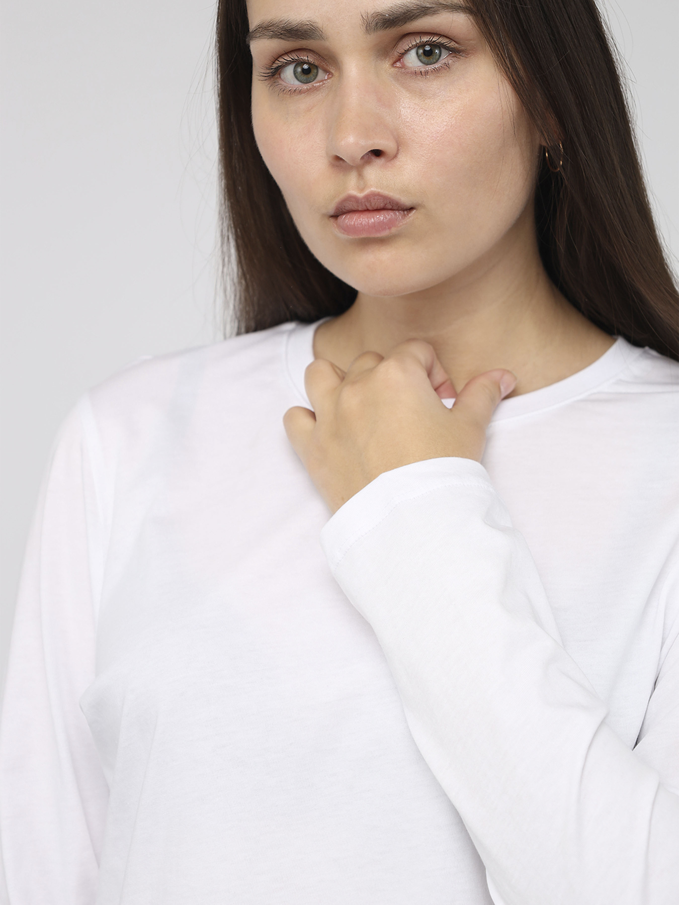 Футболка з довгим рукавом жіноча  колір білий ЦБ-00283882 модель ЦБ-00283882 Фото
