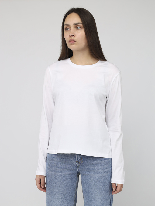 Футболка з довгим рукавом жіноча  колір білий ЦБ-00283882 модель ЦБ-00283882 Фото