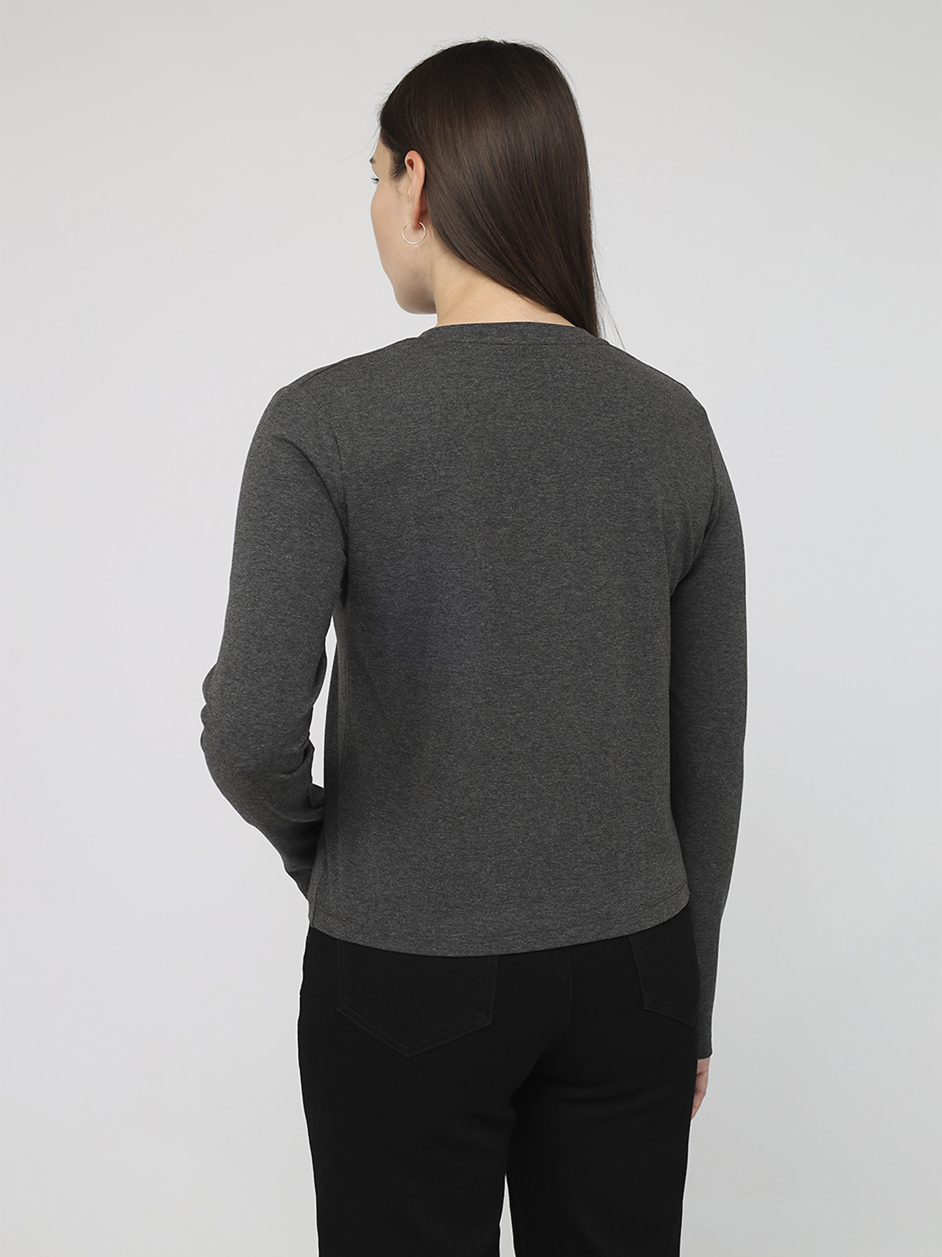 Футболка з довгим рукавом жіноча  колір темно-сірий ЦБ-00283884 модель ЦБ-00283884 Фото