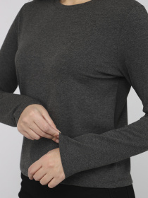 Футболка з довгим рукавом жіноча  колір темно-сірий ЦБ-00283884 модель ЦБ-00283884 Фото