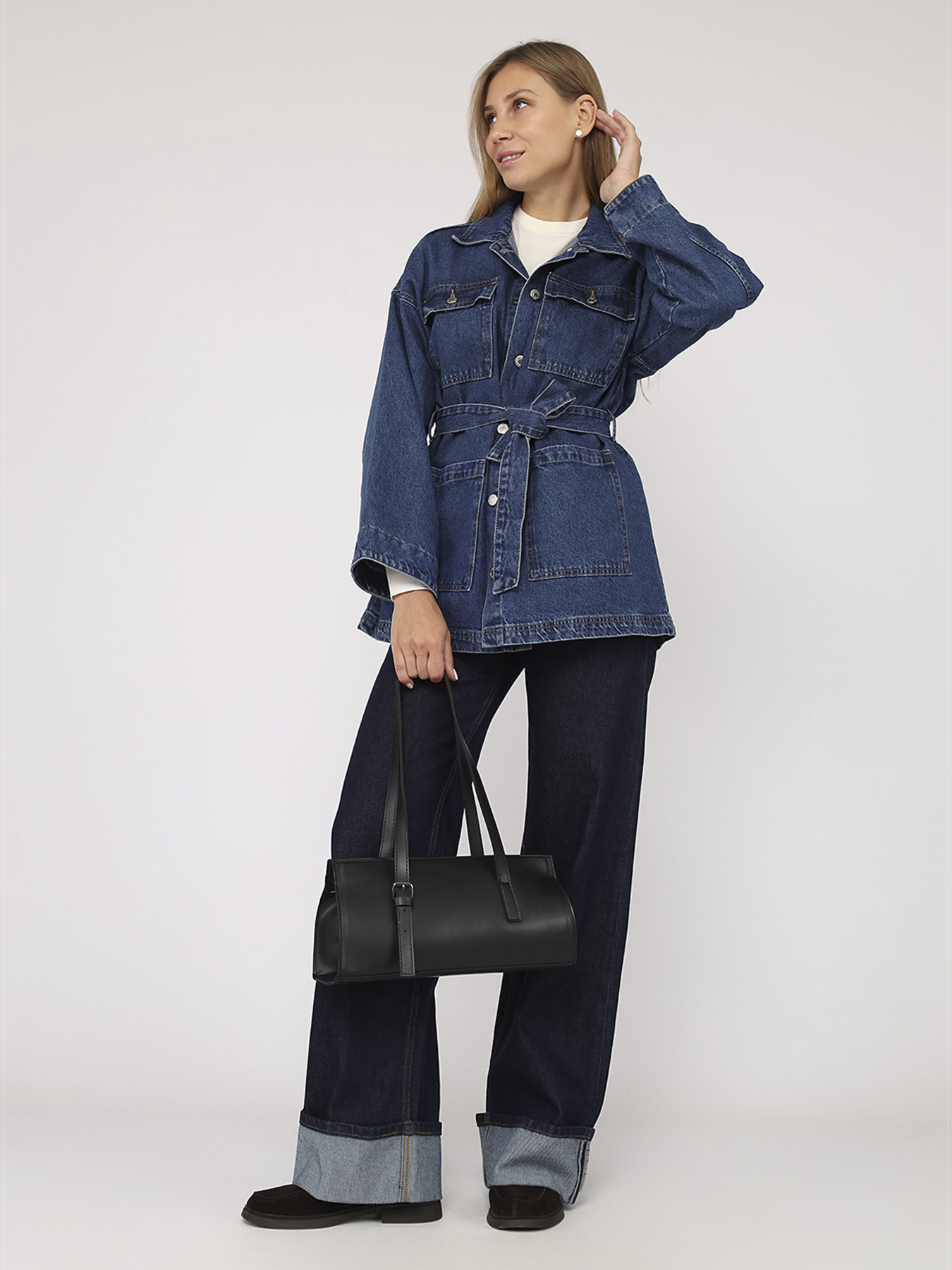 Куртка джинсова жіноча  колір темно-синій ЦБ-00283984 модель ЦБ-00283984 Фото