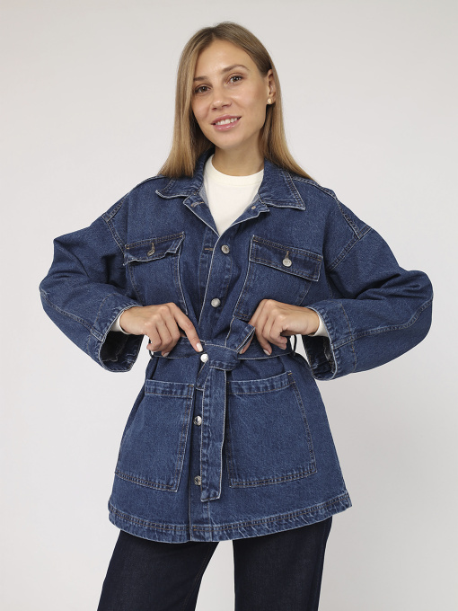 Куртка джинсова жіноча  колір темно-синій ЦБ-00283984 модель ЦБ-00283984 Фото