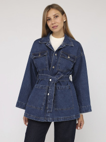 Куртка джинсова жіноча  колір темно-синій ЦБ-00283984 модель ЦБ-00283984 Фото
