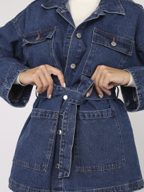 Куртка джинсова жіноча  колір темно-синій ЦБ-00283984 модель ЦБ-00283984 Фото