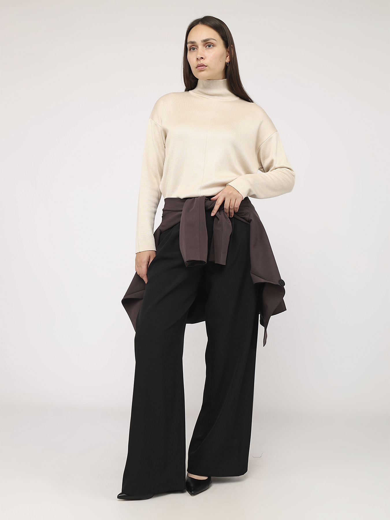 Штани палаццо жіночі  колір чорний ЦБ-00284296 модель ЦБ-00284296 Фото