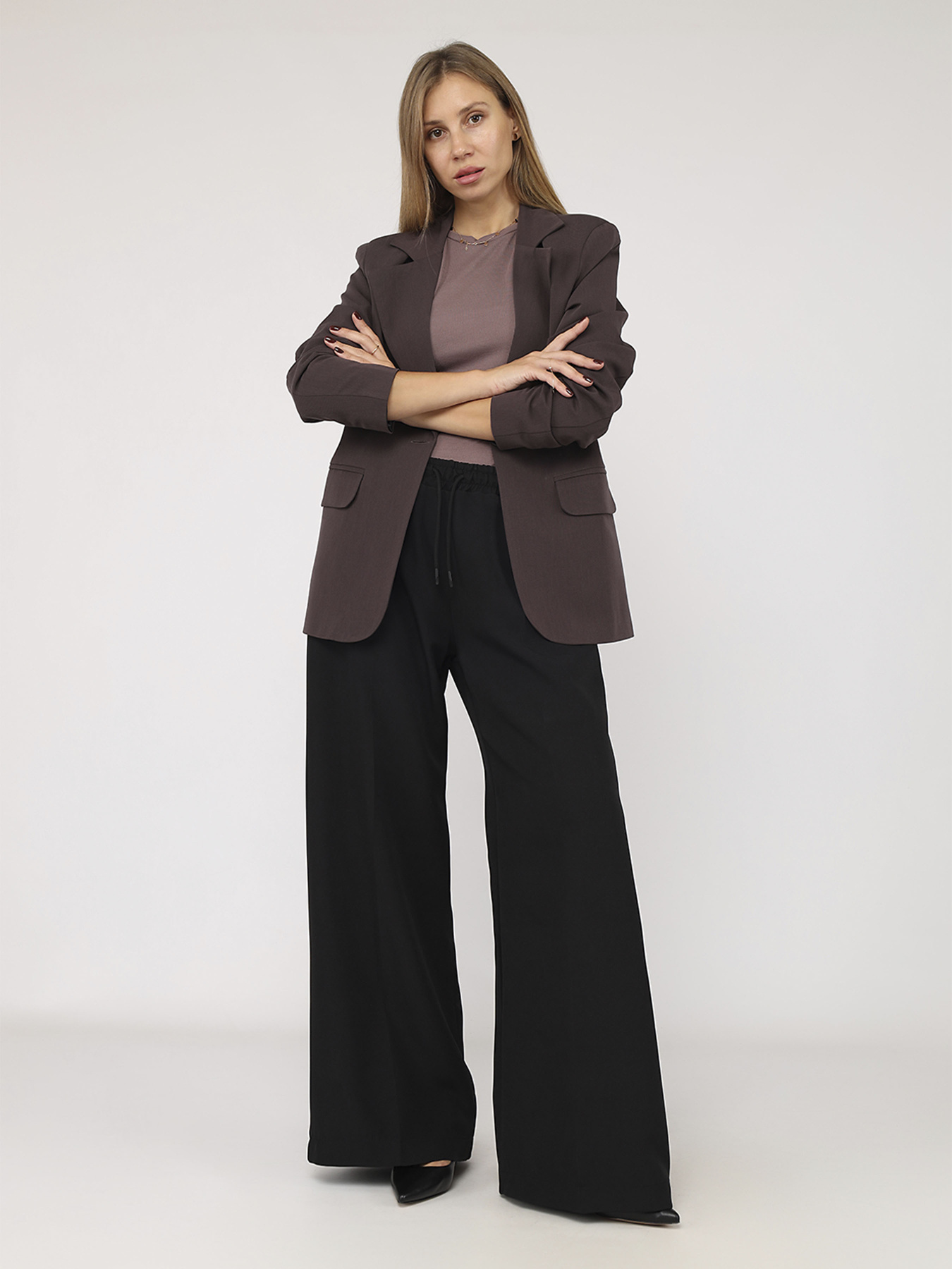 Штаны палаццо женские  цвет черный ЦБ-00284297 модель ЦБ-00284297 Фото