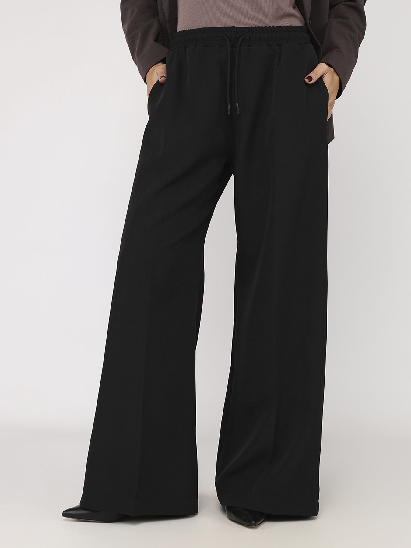 Штаны палаццо женские  цвет черный ЦБ-00284297 модель ЦБ-00284297 Фото