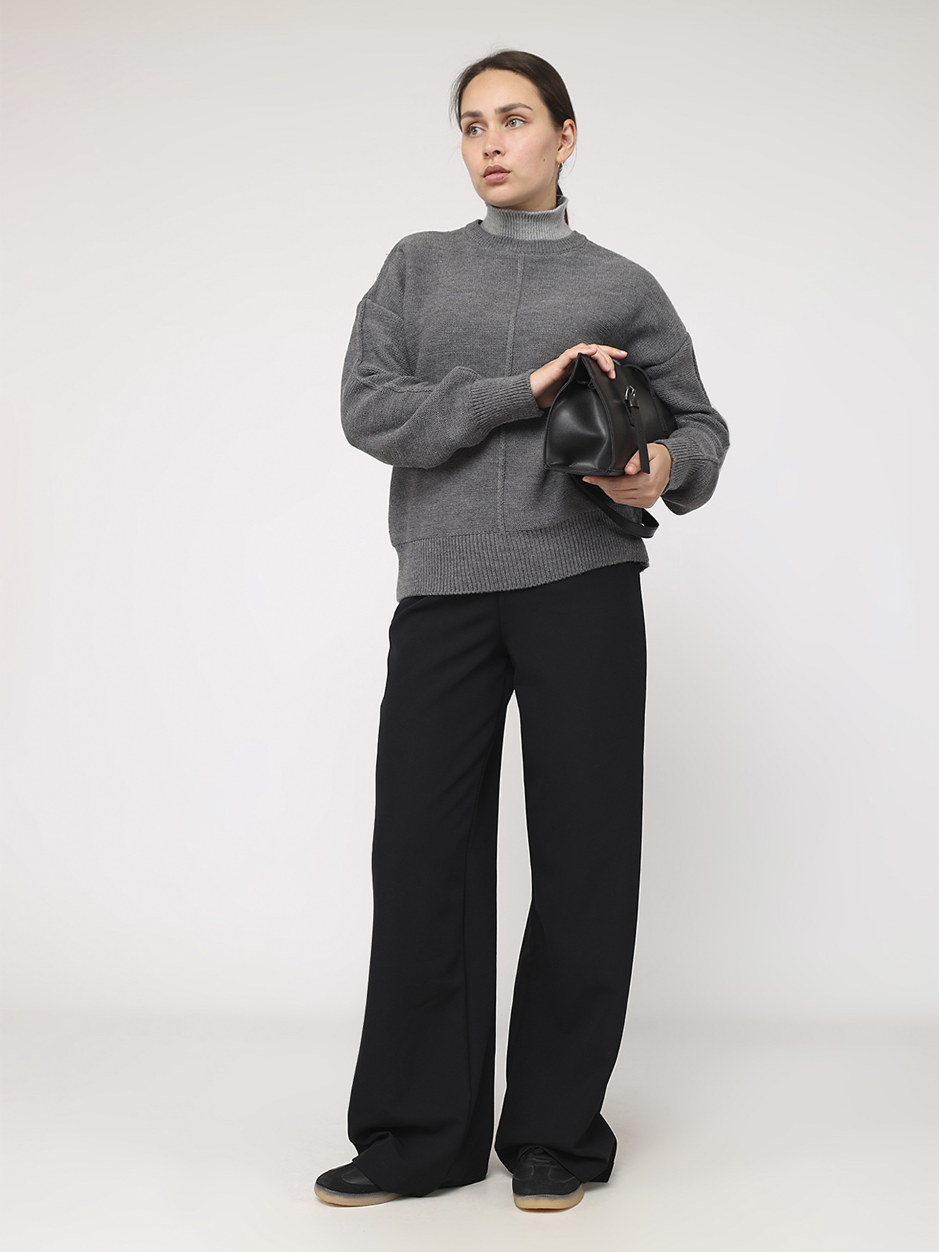 Штаны клёш женские  цвет черный ЦБ-00284383 модель ЦБ-00284383 Фото