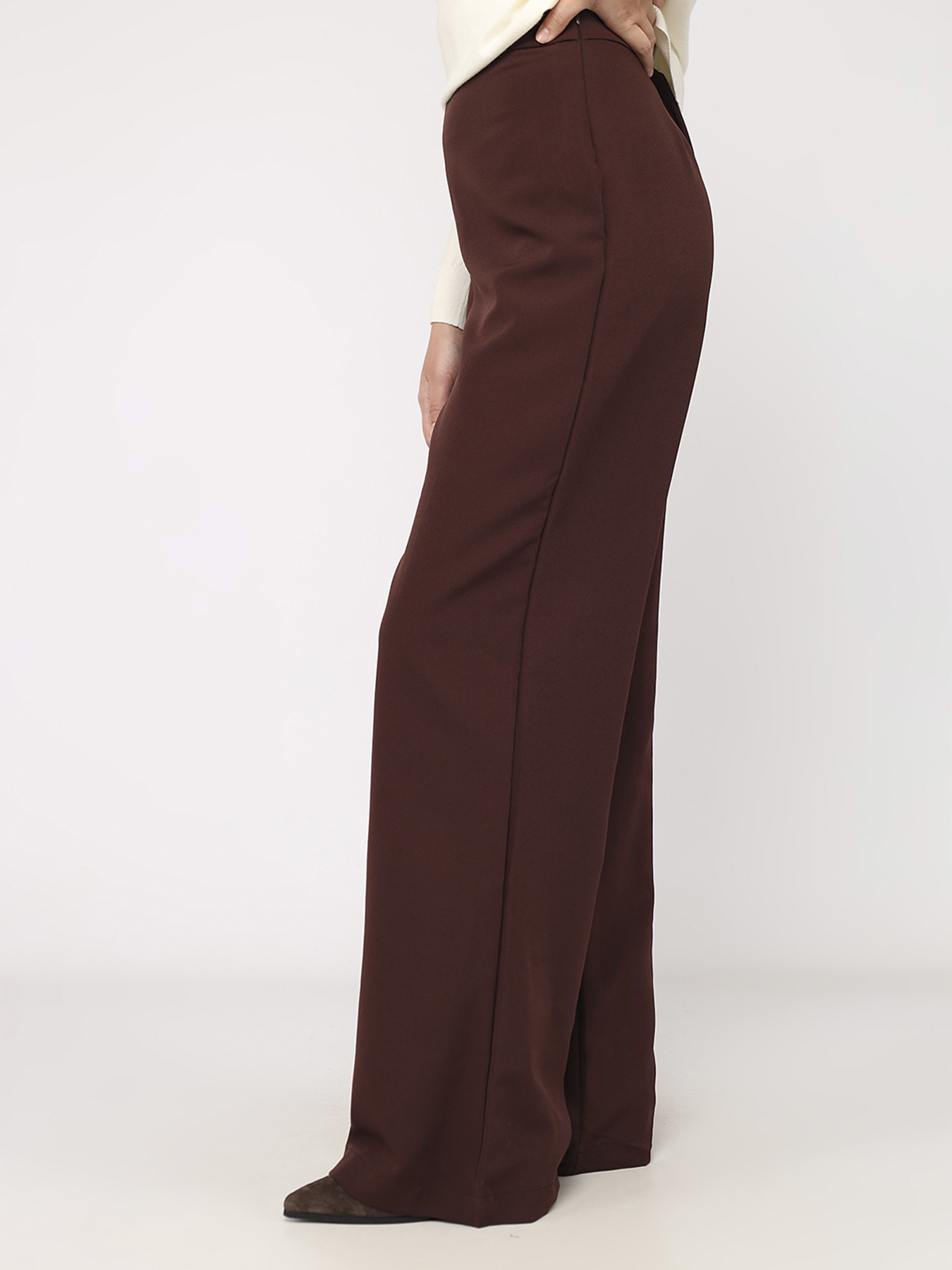 Штаны клёш женские  цвет темно-коричневый ЦБ-00284384 модель ЦБ-00284384 Фото