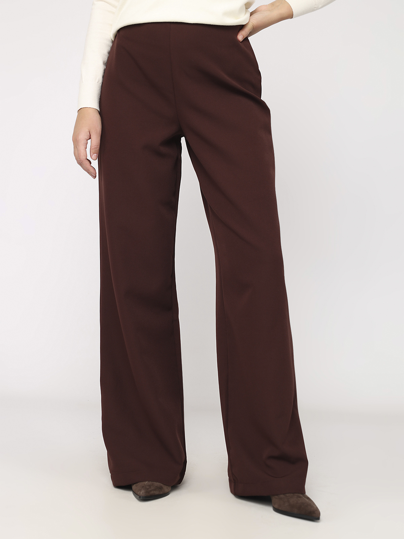 Штаны клёш женские  цвет темно-коричневый ЦБ-00284384 модель ЦБ-00284384 Фото