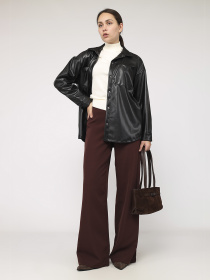 Штаны клёш женские  цвет темно-коричневый ЦБ-00284384 модель ЦБ-00284384 Фото