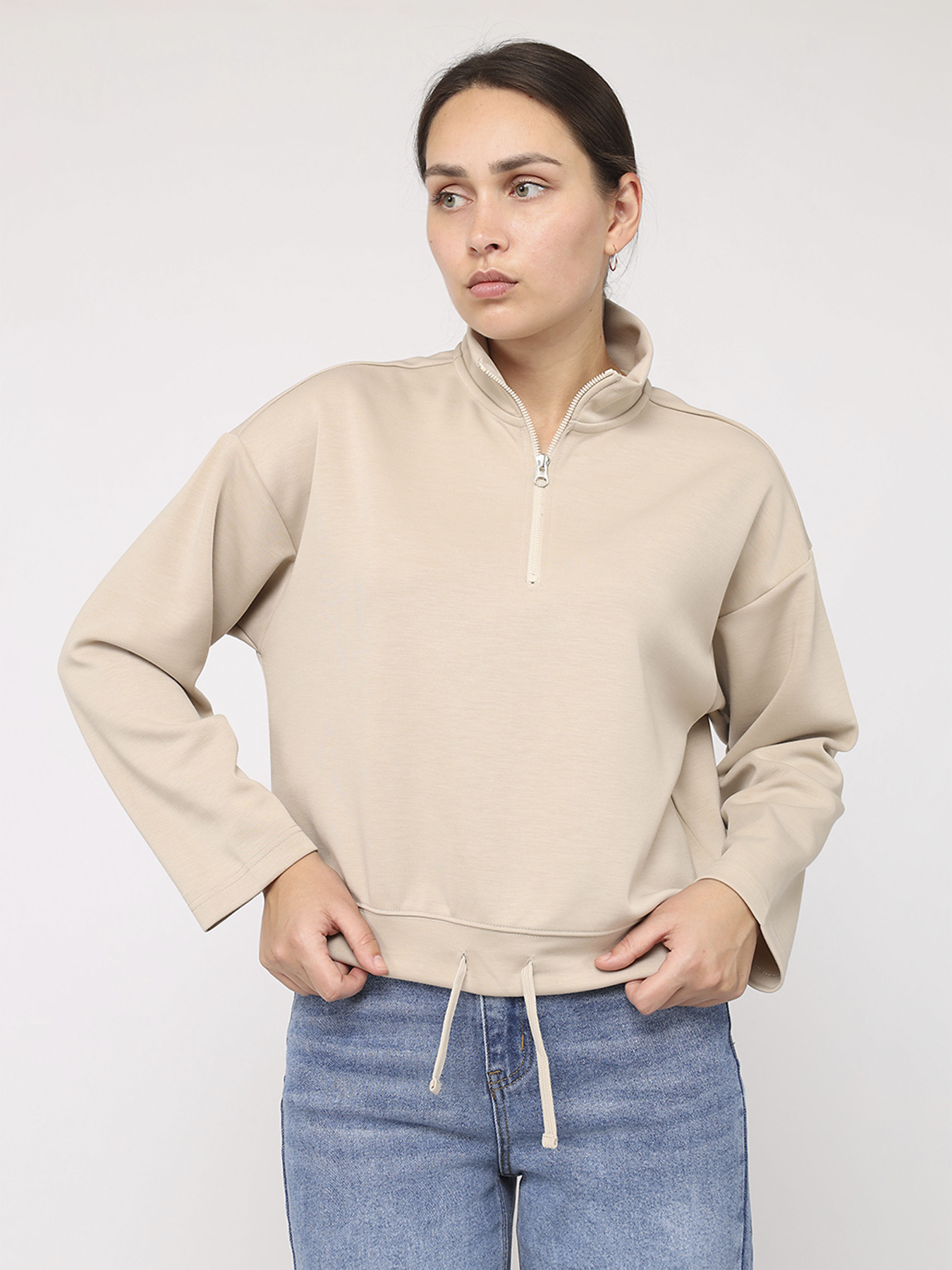 Світшот жіночий  колір бежевий ЦБ-00284387 модель ЦБ-00284387 Фото