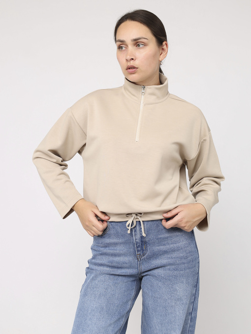 Світшот жіночий  колір бежевий ЦБ-00284387 модель ЦБ-00284387 Фото