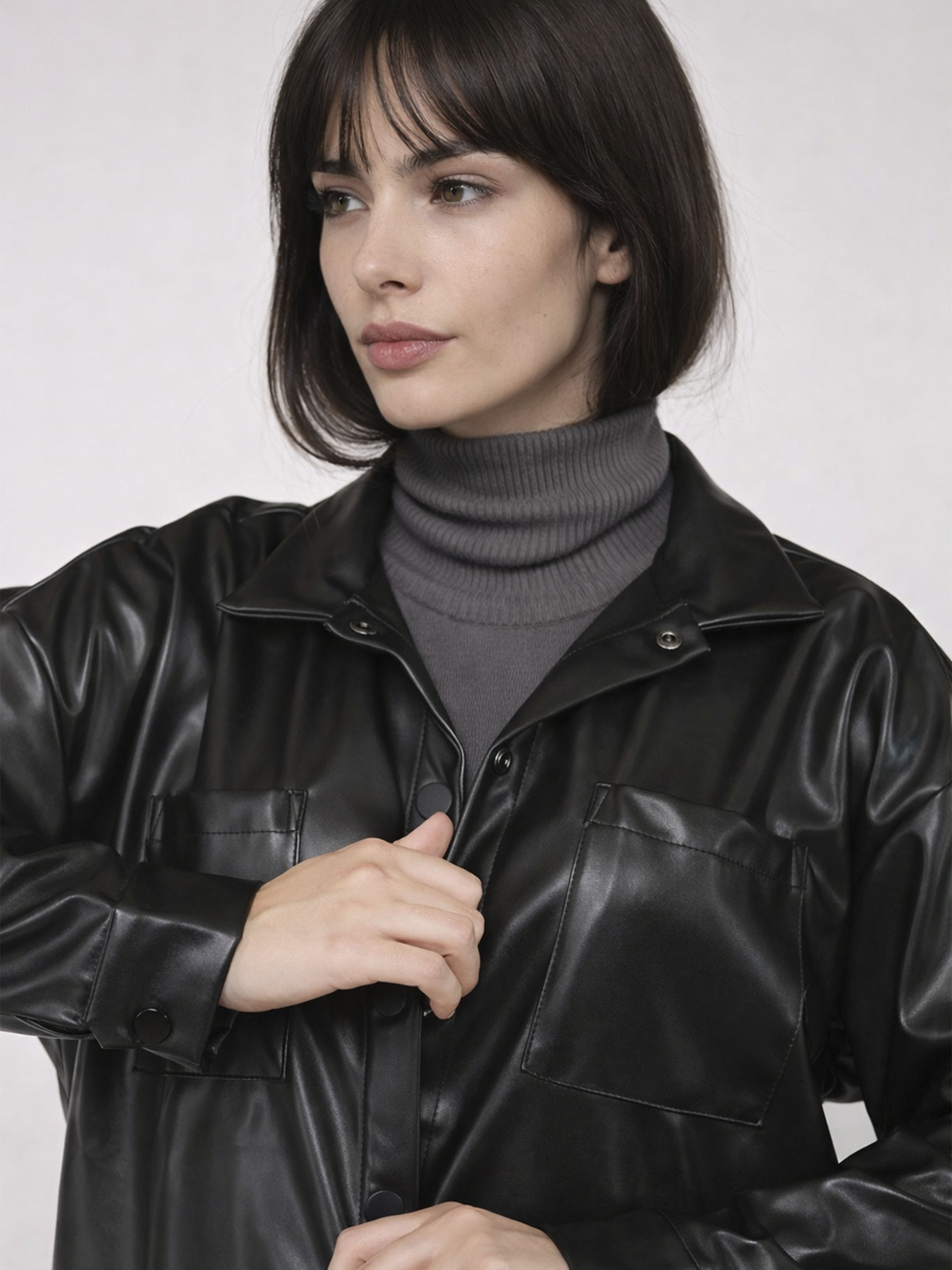 Рубашка с длинным рукавом женская  цвет черный ЦБ-00284418 модель ЦБ-00284418 Фото