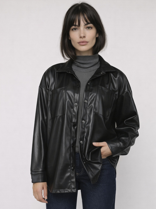 Рубашка с длинным рукавом женская  цвет черный ЦБ-00284418 модель ЦБ-00284418 Фото