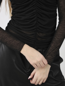 Футболка з довгим рукавом жіноча  колір чорний ЦБ-00284462 модель ЦБ-00284462 Фото