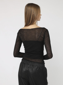 Футболка з довгим рукавом жіноча  колір чорний ЦБ-00284462 модель ЦБ-00284462 Фото