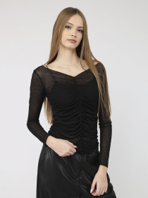 Футболка з довгим рукавом жіноча  колір чорний ЦБ-00284462 модель ЦБ-00284462 Фото