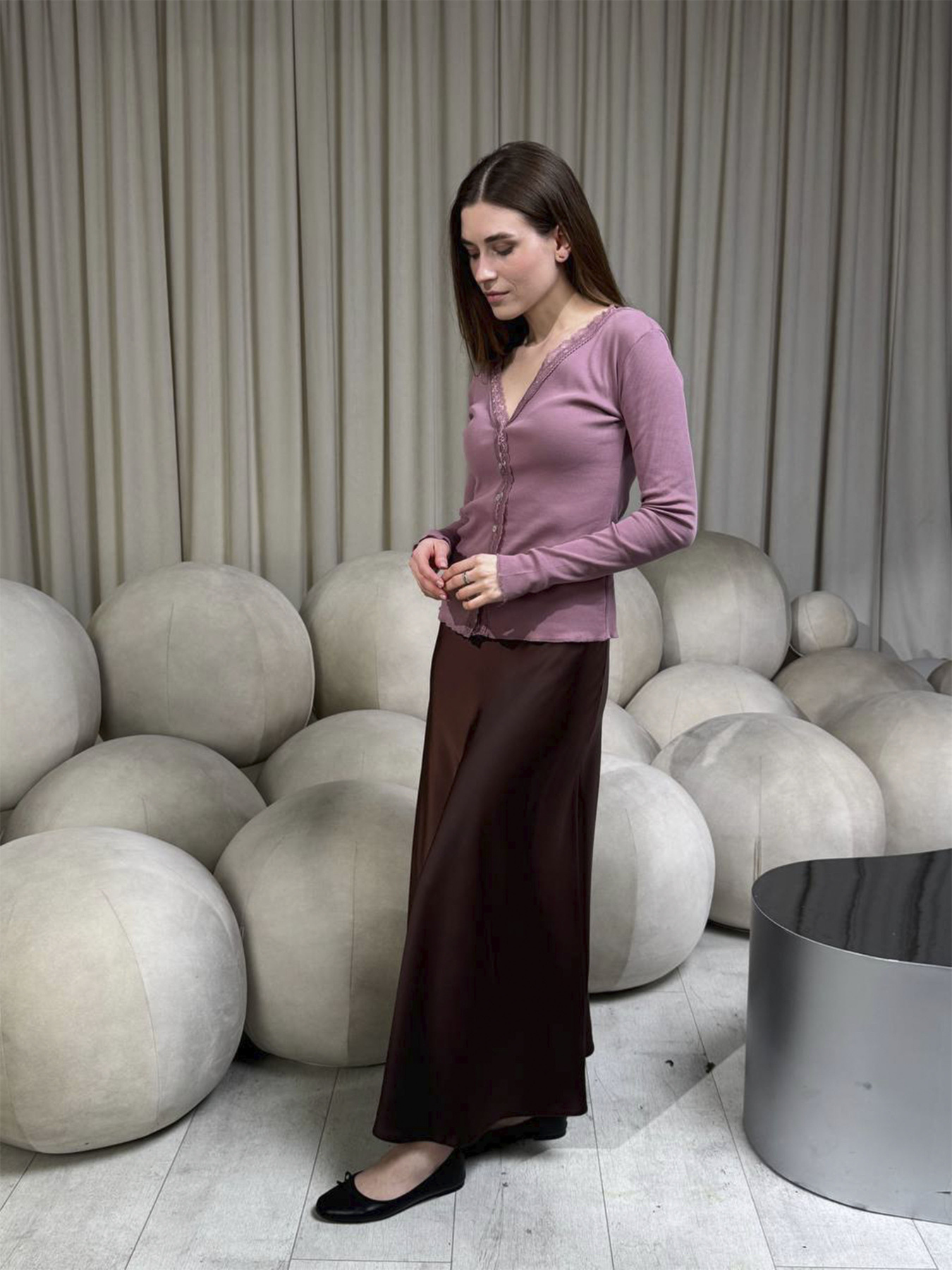 Футболка з довгим рукавом жіноча  колір пудровий ЦБ-00284473 модель ЦБ-00284473 Фото