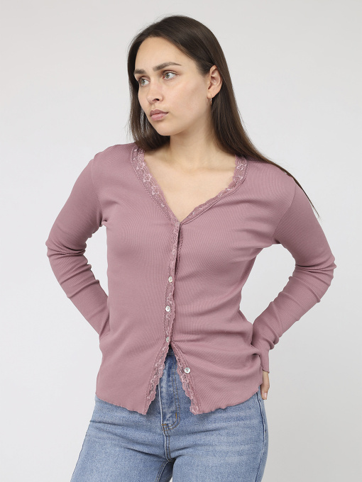 Футболка з довгим рукавом жіноча  колір пудровий ЦБ-00284473 модель ЦБ-00284473 Фото