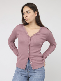 Футболка з довгим рукавом жіноча  колір пудровий ЦБ-00284473 модель ЦБ-00284473 Фото