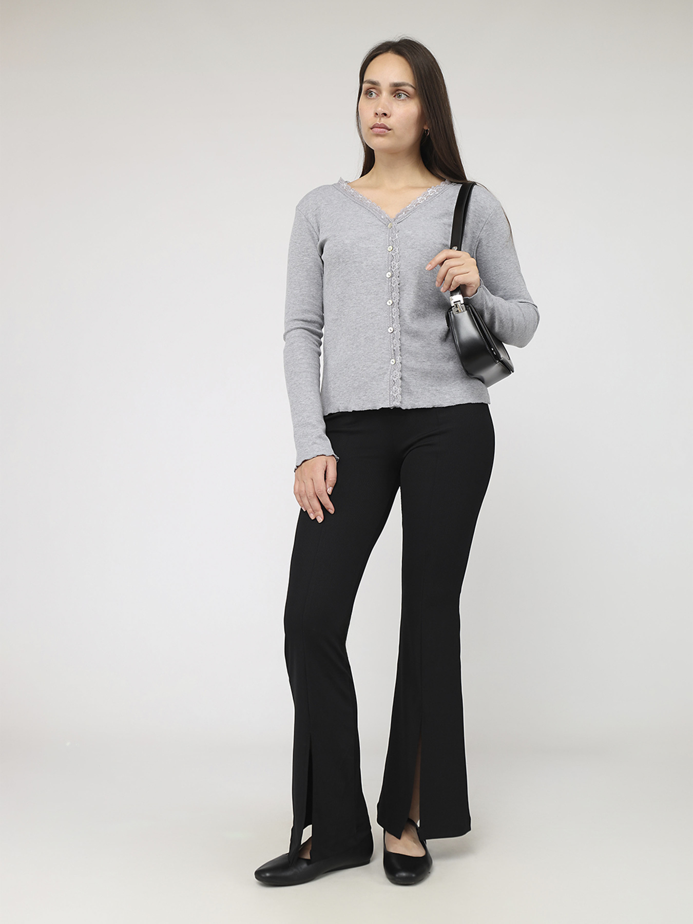 Футболка з довгим рукавом жіноча  колір сірий ЦБ-00284474 модель ЦБ-00284474 Фото