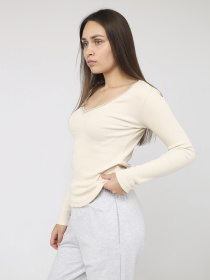 Футболка з довгим рукавом жіноча  колір молочний ЦБ-00284475 модель ЦБ-00284475 Фото