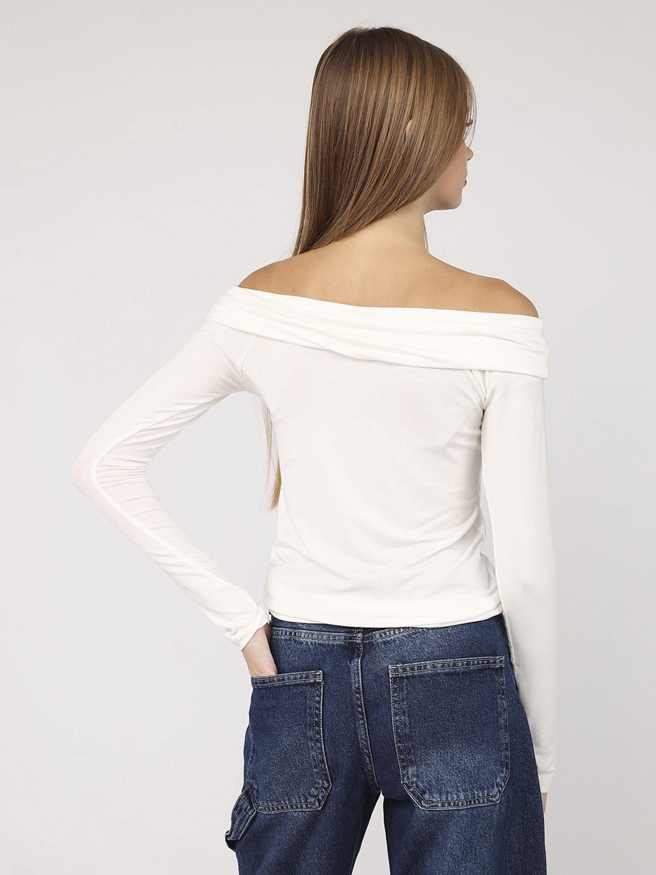 Футболка з довгим рукавом жіноча  колір молочний ЦБ-00284477 модель ЦБ-00284477 Фото