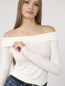 Футболка з довгим рукавом жіноча  колір молочний ЦБ-00284477 модель ЦБ-00284477 Фото