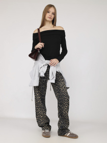 Футболка з довгим рукавом жіноча  колір чорний ЦБ-00284478 модель ЦБ-00284478 Фото