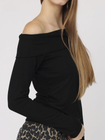 Футболка з довгим рукавом жіноча  колір чорний ЦБ-00284478 модель ЦБ-00284478 Фото